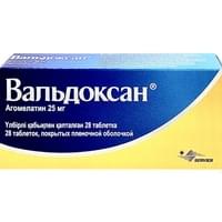 Вальдоксан таблетки по 25 мг №28 (2 блистера х 14 таблеток)