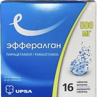 Эффералган таблетки шип. по 500 мг №16 (4 блистера х 4 таблетки)