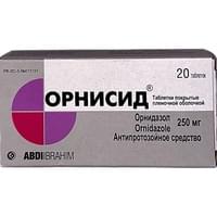 Орнисид таблетки по 250 мг №20 (2 блистера х 10 таблеток)